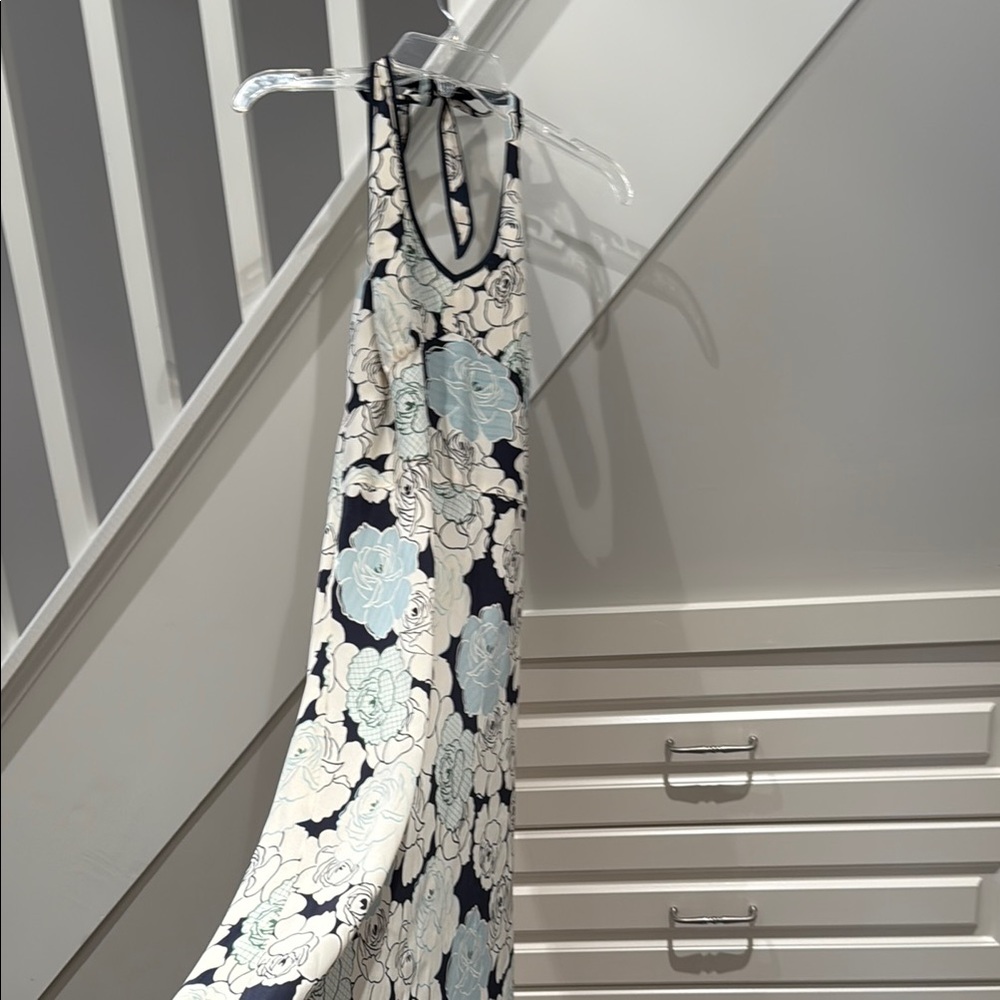 J. Crew halter Navy and Cream Floral Dress